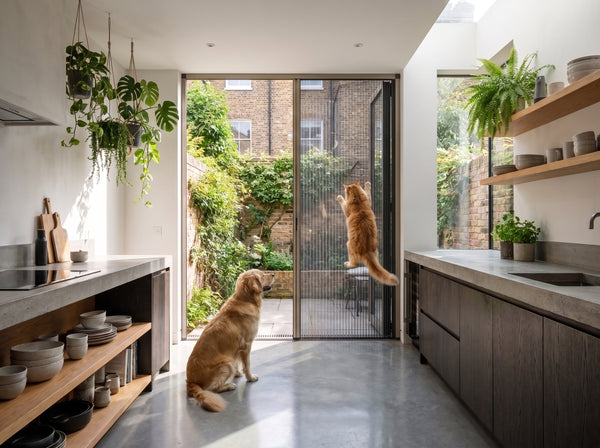 Sliding Pleated Fly Screens — Single Door Pet Mesh